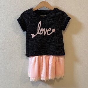 NWT 3T Epic Threads Black & Pink Glitter Love Dress!